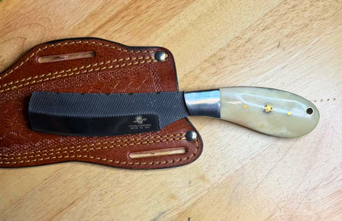 970 Bladeworks Bullcutter – D2 Steel, Stainless Bolster & Bone Handle