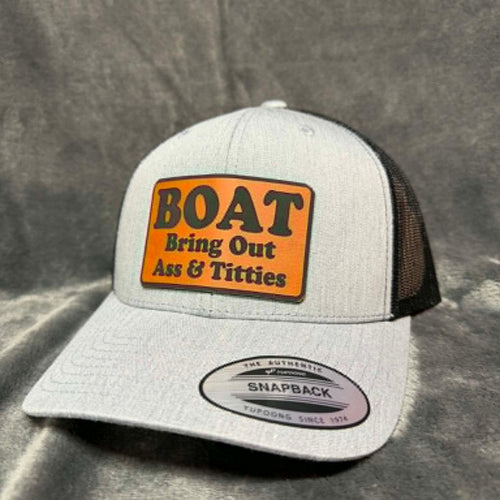 BOAT Snapback Hat – Laser Engraved Leatherette Patch, Adjustable Fit