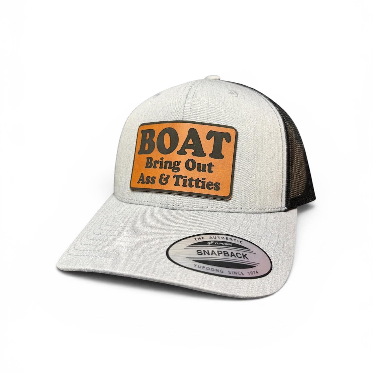 BOAT Snapback Hat – Laser Engraved Leatherette Patch, Adjustable Fit