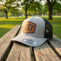 Cougar Meat Laser Engraved Leather Patch on Snapback Hat