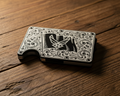 Air Force Laser Engraved Metal Wallet | Flag & Logo with Scrollwork | Slim 12-15 Card Wallet with Money Clip