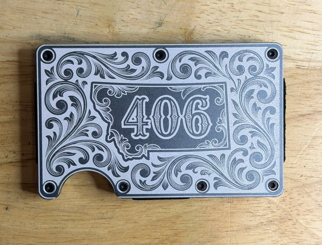 Montana 406 Laser Engraved Metal Wallet | State Pride | Slim 12-15 Card Wallet with Money Clip