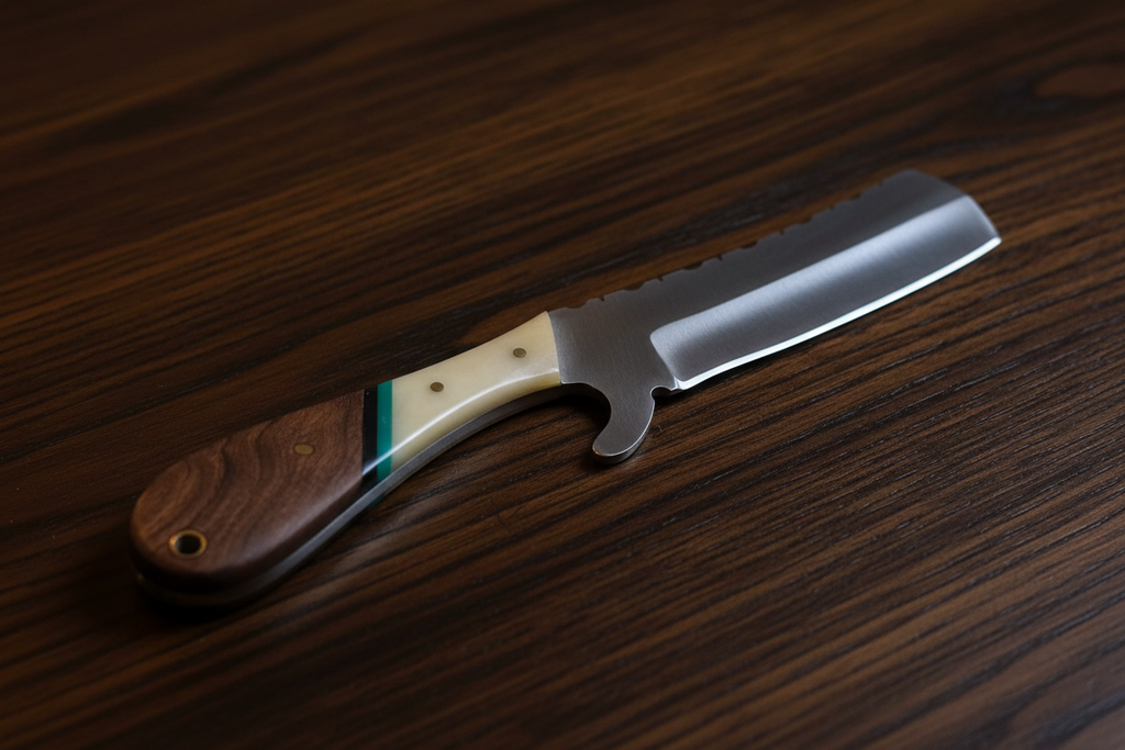 Bullcutter Knife – Bone & Wood Handle with Leather Sheath