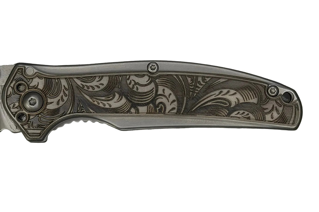 Kershaw Catalytic Folding Knife – Custom Laser Engraved Scrollwork Handle