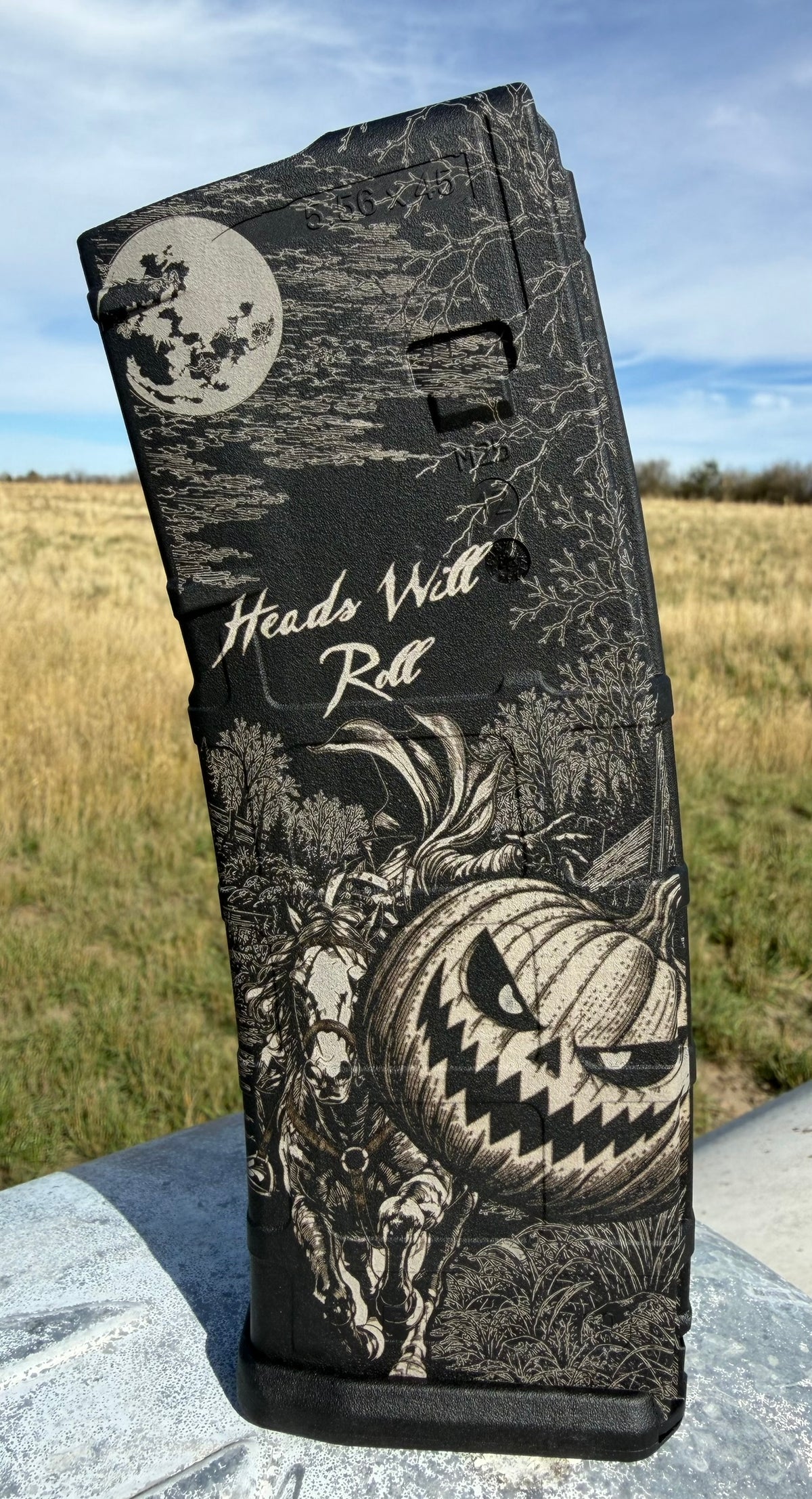 Heads Will Roll Pmag with Engraving of Headless Horseman Magpul PMAG 30 AR/M4 GEN M2 MOE