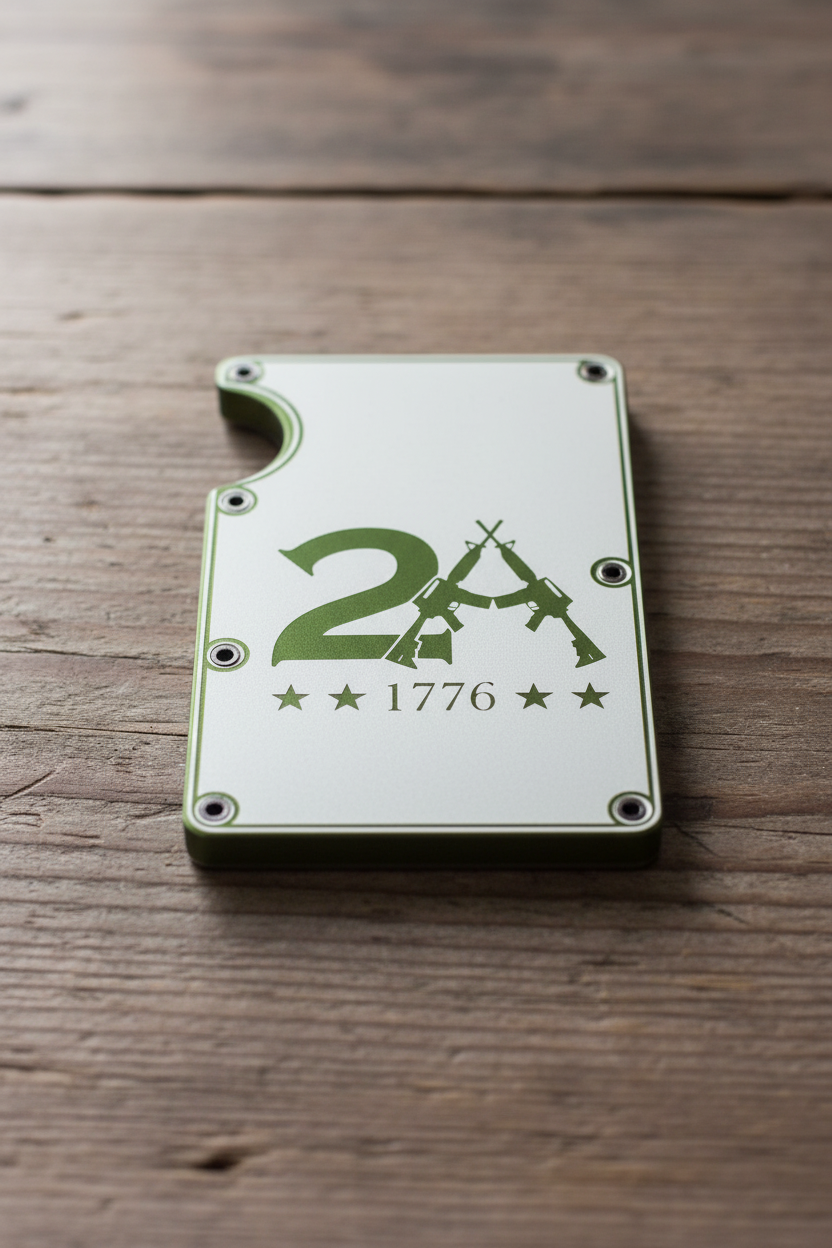 2A 1776 Laser Engraved Metal Wallet | Second Amendment | Slim 12-15 Card Wallet with Money Clip