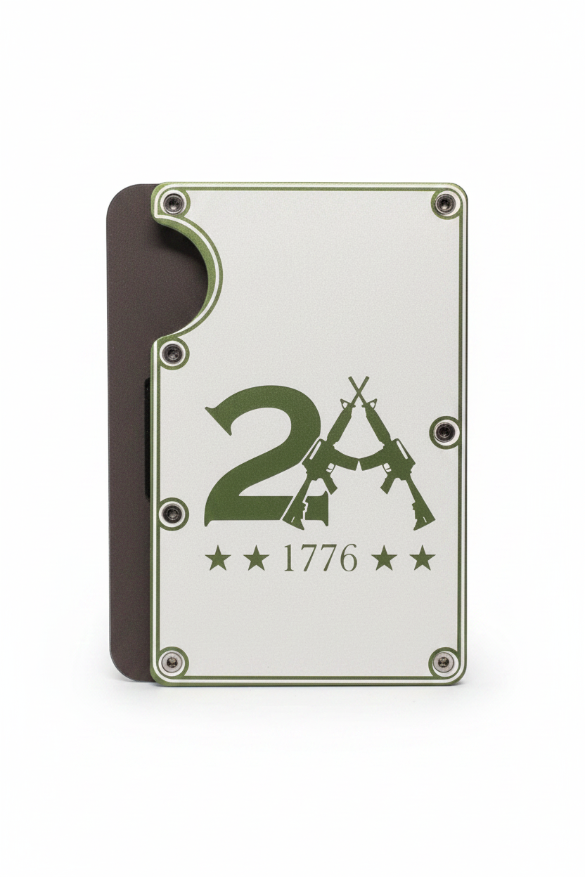 2A 1776 Laser Engraved Metal Wallet | Second Amendment | Slim 12-15 Card Wallet with Money Clip